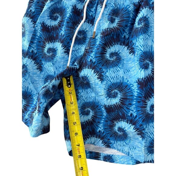 Mens Blue Tie-Dye Swim Trunks With Elastic Waist & Drawstring XL By Bondi Beamen - Picture 6 of 6
